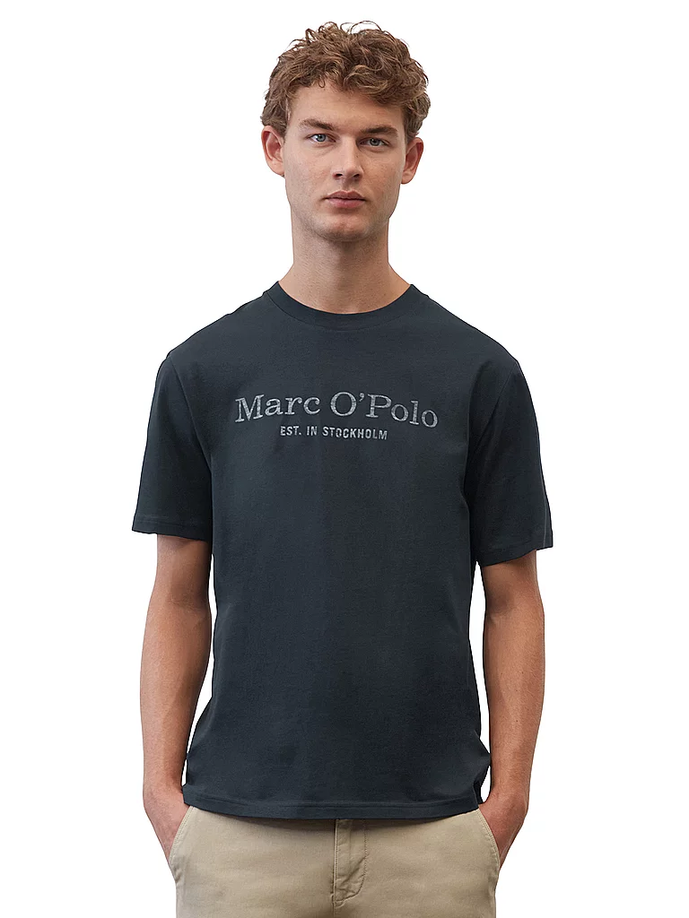 T-Shirt MARC O'POLO "aus Organic Cotton", Herren, Gr. L, blau (schwarz navy), Obermaterial: 100% Baumwolle, unifarben, Basic, Basic, Rundhals, Shirts T-Shirt 5